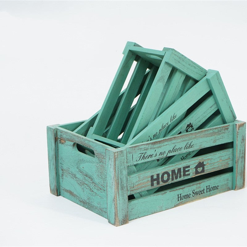 Vintage Wooden Bar Boxes Storage Rectangular Household Boxes