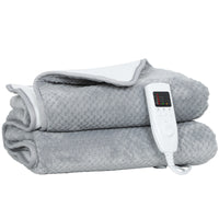 Heated Electric Blanket, Warm Throw Blanket With 5 Heating Levels, 10 Hour Auto-Off Timer, Grey