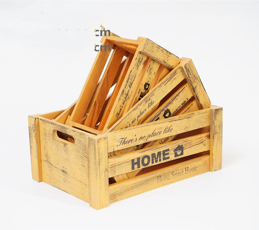 Vintage Wooden Bar Boxes Storage Rectangular Household Boxes