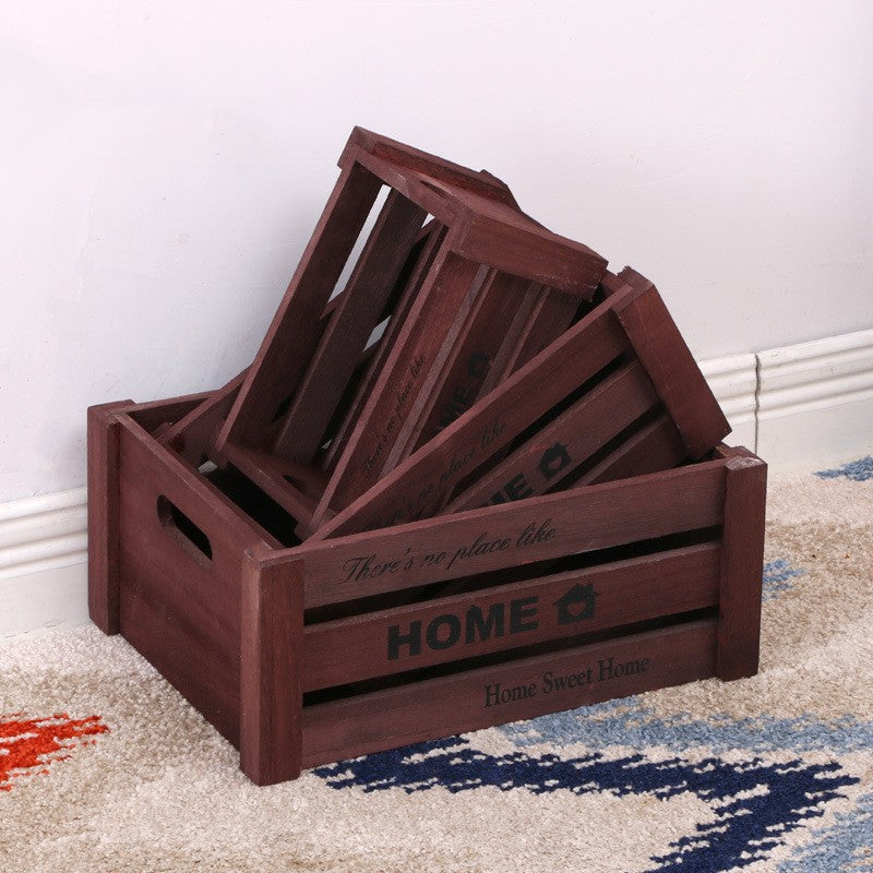 Vintage Wooden Bar Boxes Storage Rectangular Household Boxes