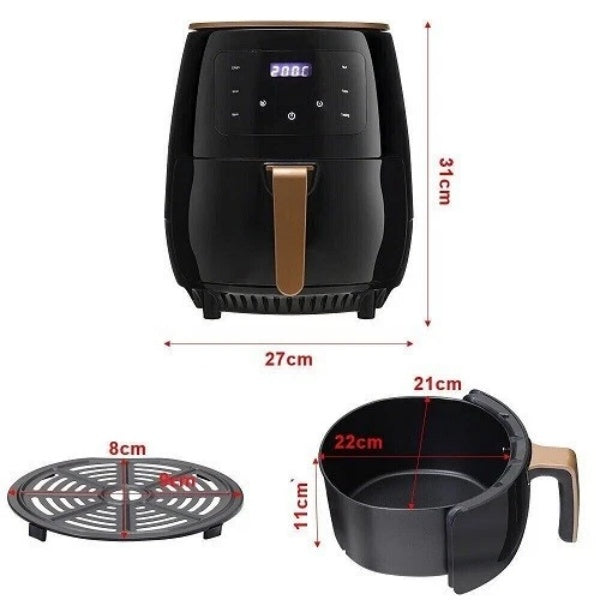 6L Air Fryer Large Capacity Digital Touch Screen Mulitifunction Oil Free Cooking