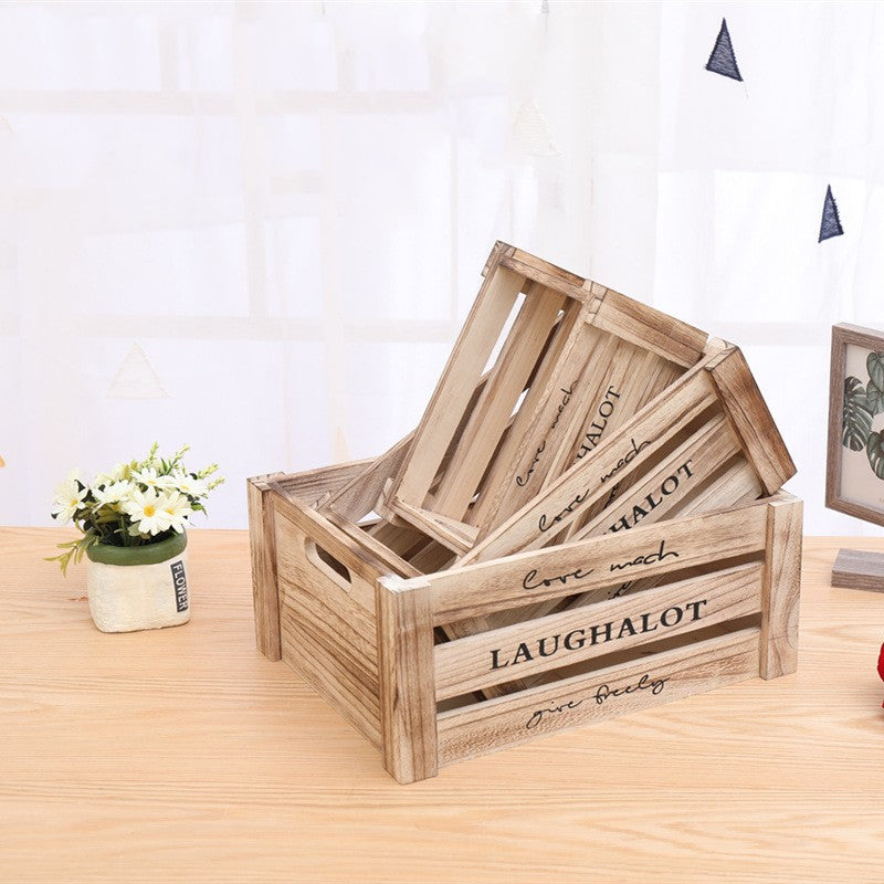 Vintage Wooden Bar Boxes Storage Rectangular Household Boxes