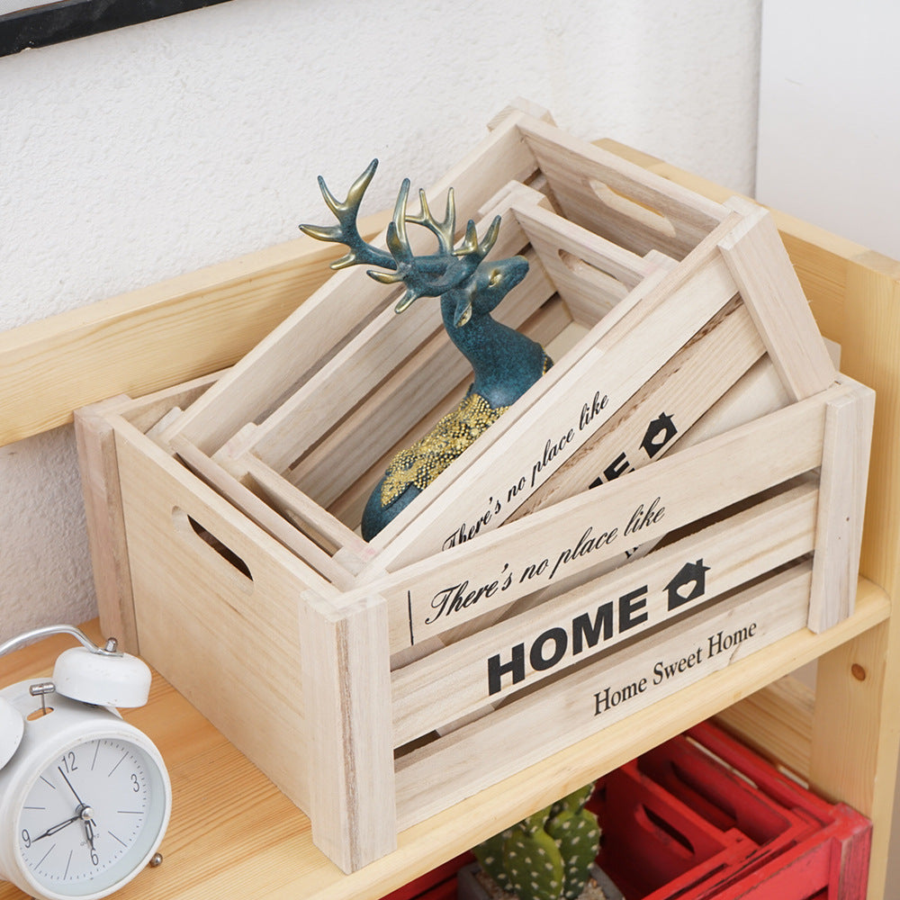 Vintage Wooden Bar Boxes Storage Rectangular Household Boxes