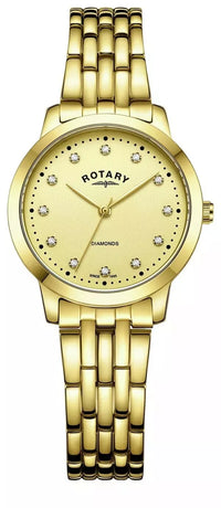 Rotary Diamonds Ladies Watch Gold Stainless Steel Bracelet Quarts Time