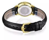 Rotary Ladies Diamond Set Black Leather Strap Watch Women's