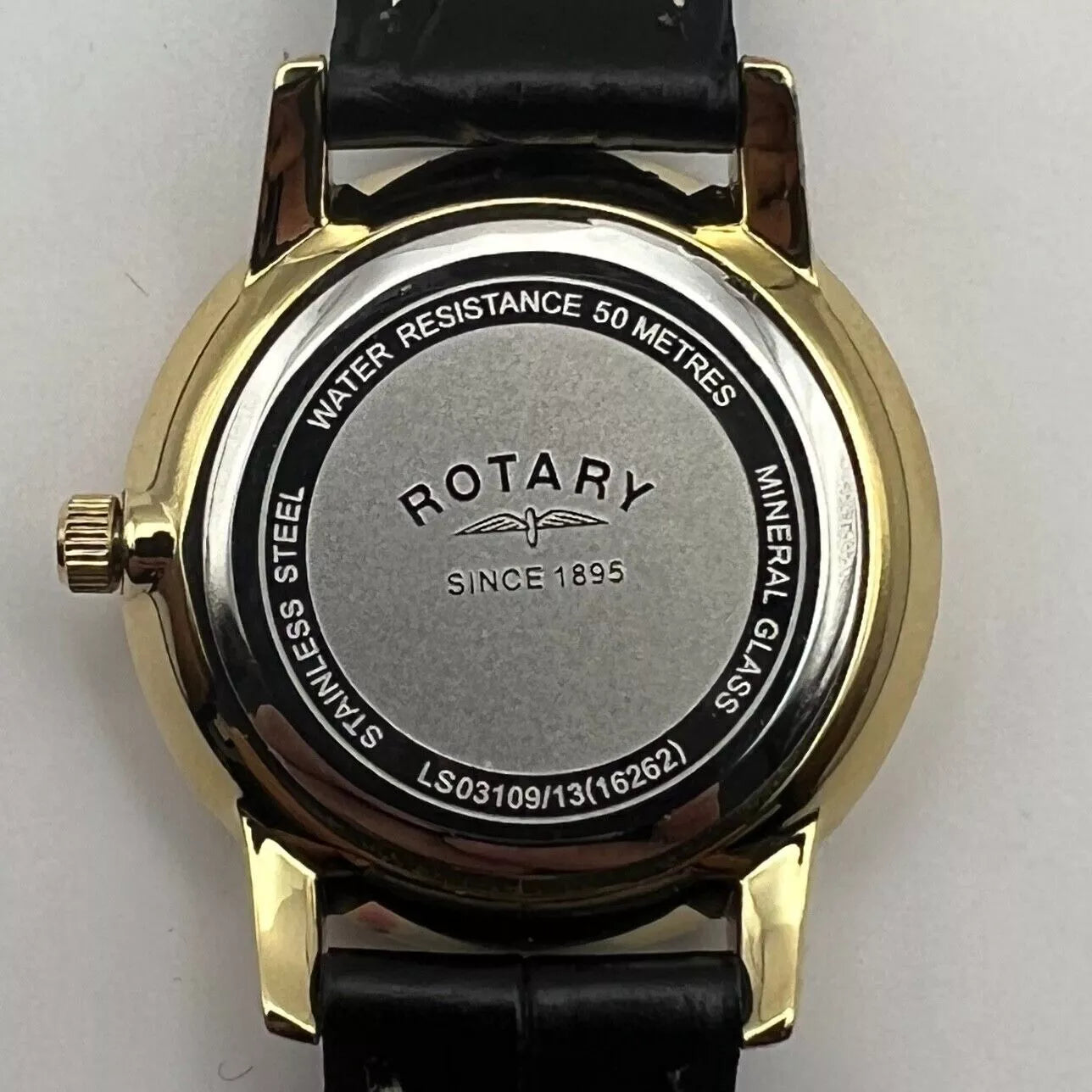 Rotary Ladies' Diamond Set Dial Black Leather Strap Watch