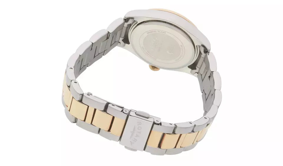 Rotary Ladies Two Tone Rose Gold Plated Bracelet Watch