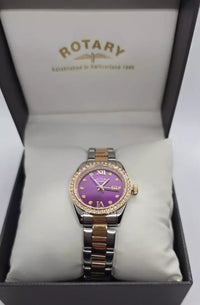 Rotary Ladies Two Tone Rose Gold Plated Bracelet Watch